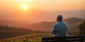 Person enjoying a peaceful retirement in nature.