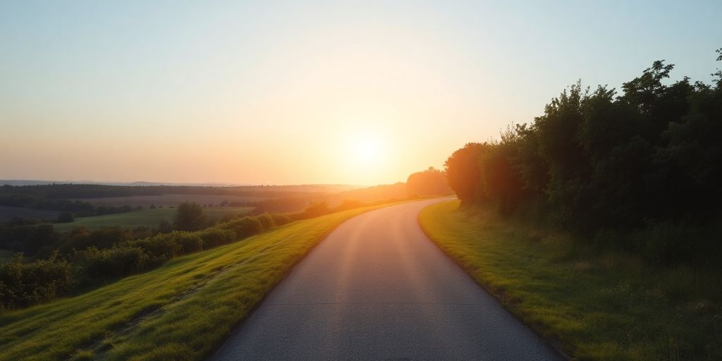 Scenic path toward horizon symbolizing retirement journey.